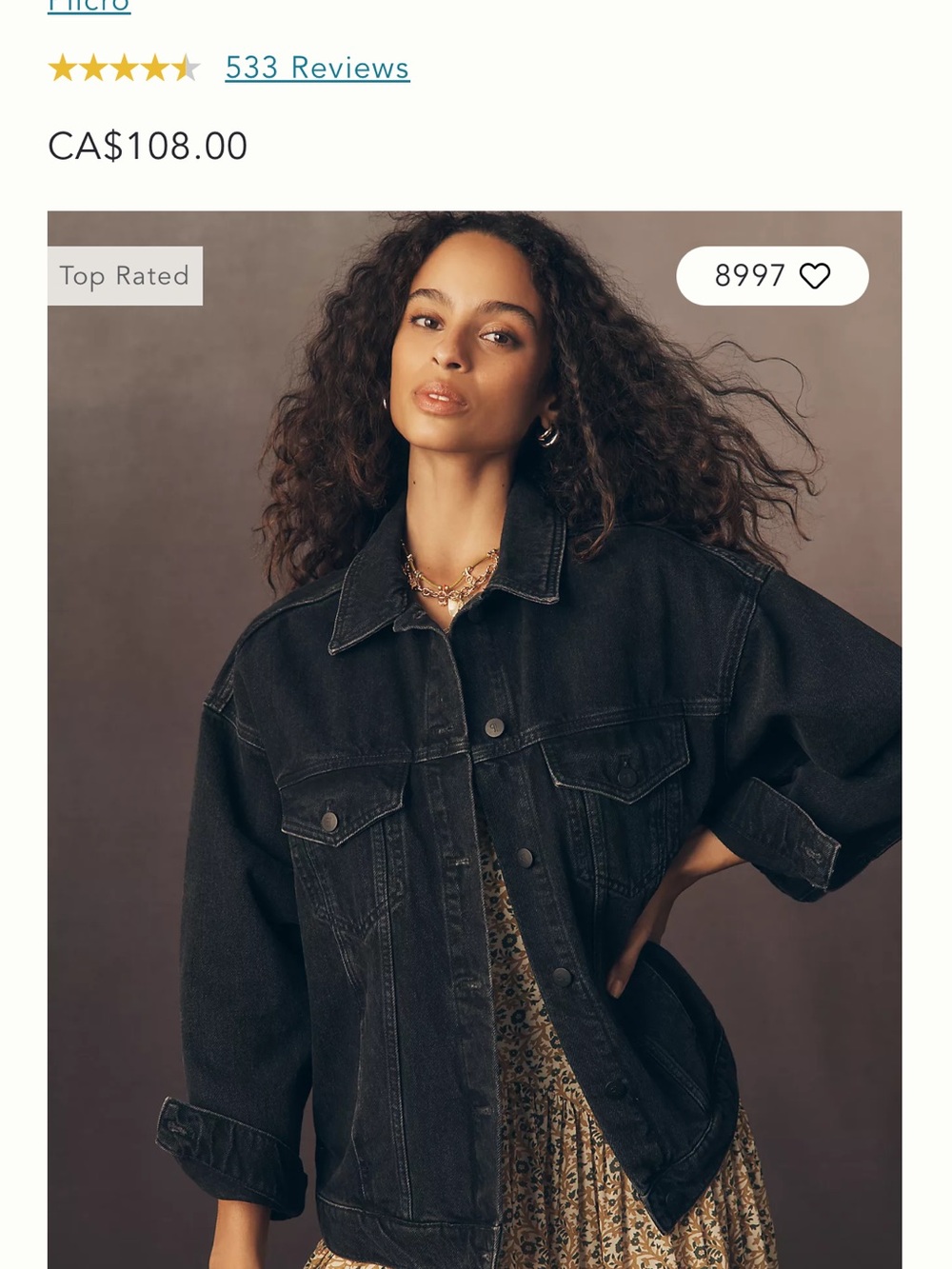 Anthropologie Black Oversized Jean Jacket